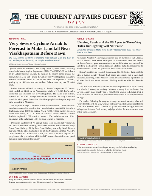 Front page of The Current Affairs Digest on 28 October 2026