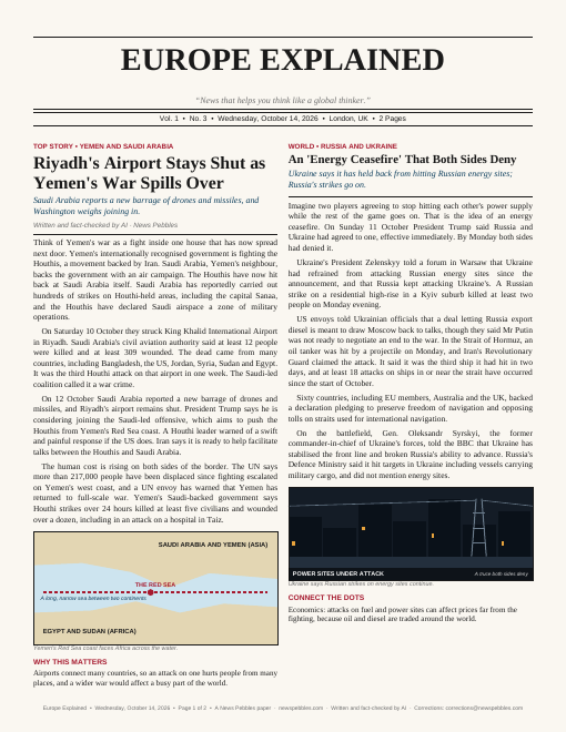 Front page of Europe Explained on 14 October 2026