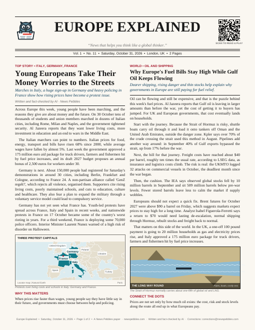 Front page of Europe Explained on 31 October 2026