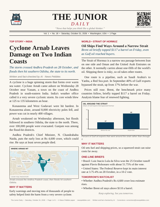 Front page of The Junior Daily on 31 October 2026